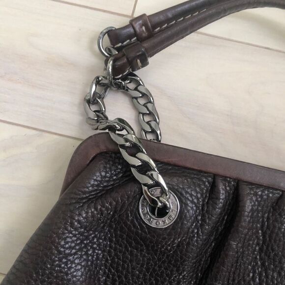 Michael Kors Kiss Lock Chain Double Strap Black Leather Purse Handbag - Picture 2 of 4